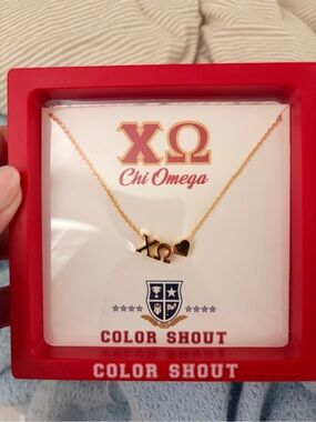 Omega Gold-Tone XO & Heart Necklace - Sorority Pendant